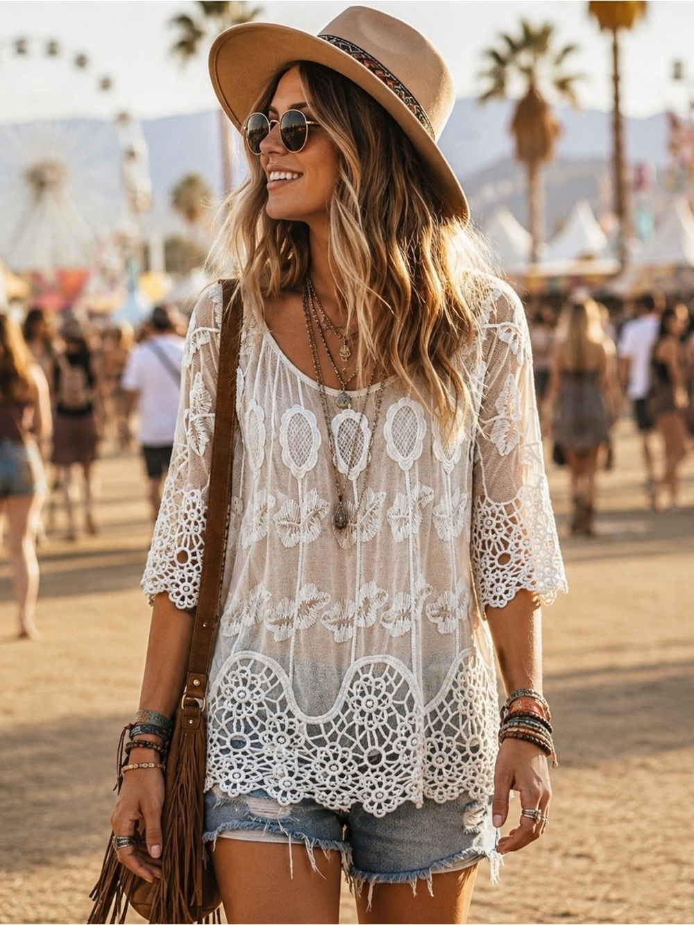 XCVI White Lace Embroidered Floral Boho Blouse Size Large 70s Hippie Flowerchild